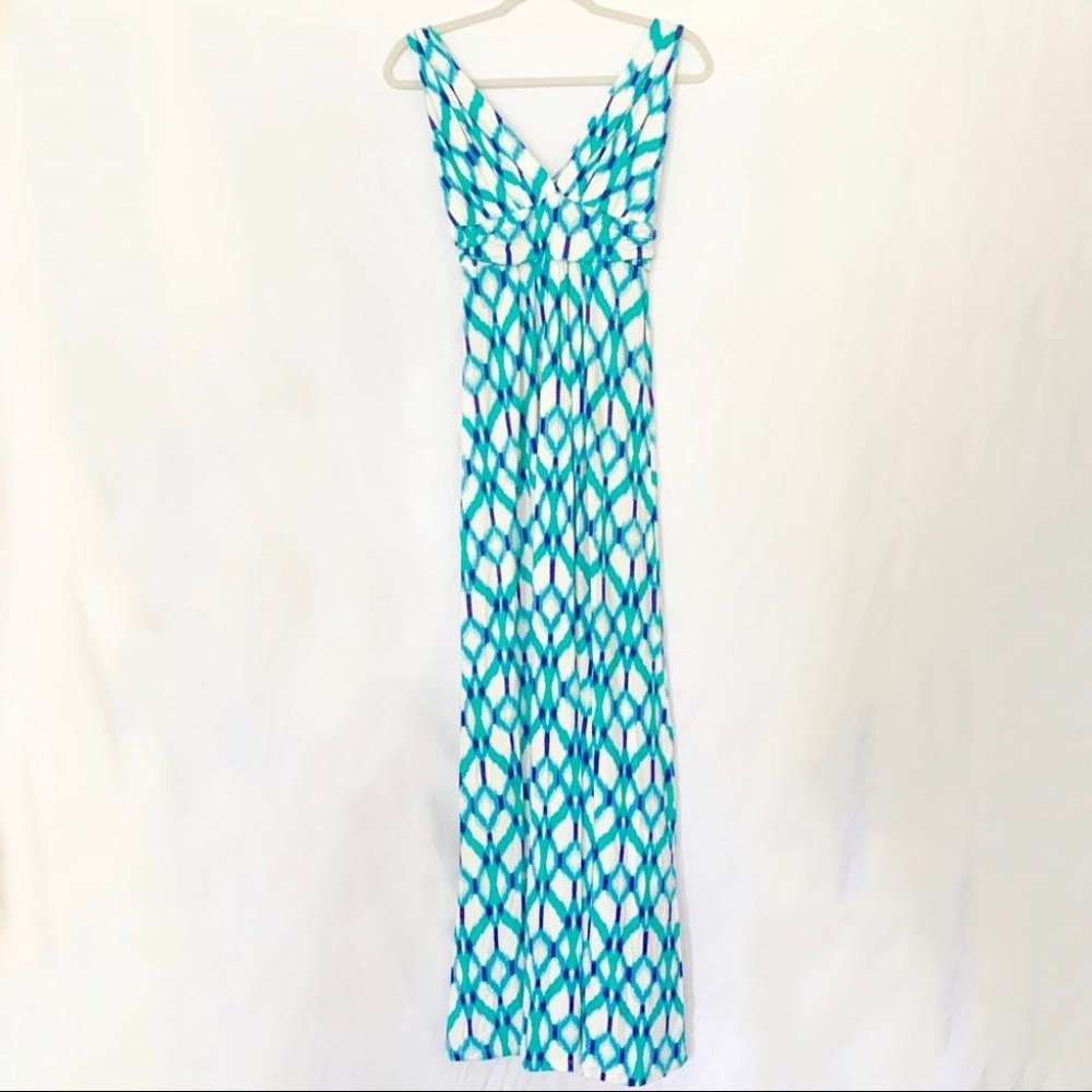 ⭐️NWT⭐️ Tart Sleeveless Maxi Dress Turquoise Teal Print Pattern Small